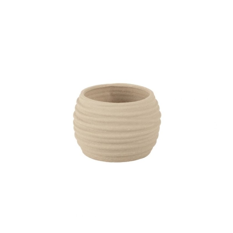 Cache-pot arrondi à ondes taupe en dolomite effet sablé Ø14 5 H.10 cm  grossiste en cache-pots pour fleuristes