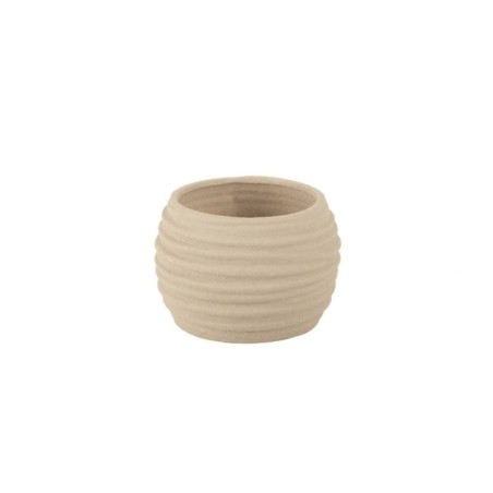 Cache-pot arrondi à ondes taupe en dolomite effet sablé Ø14 5 H.10 cm  grossiste en cache-pots pour fleuristes