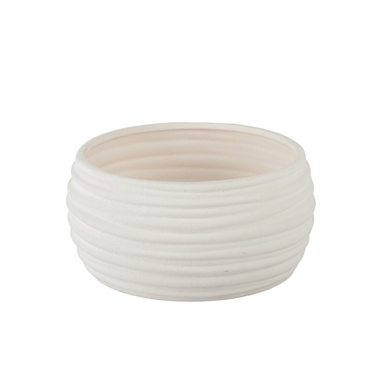 Coupe à ondes blanche en dolomite effet sablé Ø19 H.9 cm  vente en gros pour fleuristes
