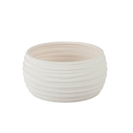 Coupe à ondes blanche en dolomite effet sablé Ø19 H.9 cm  vente en gros pour fleuristes