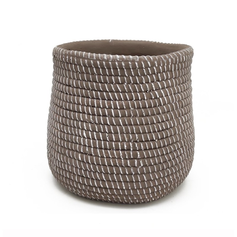 Cache-pot effet corde en ciment marron Ø19 5 H.18 cm  vente en gros pour fleuristes