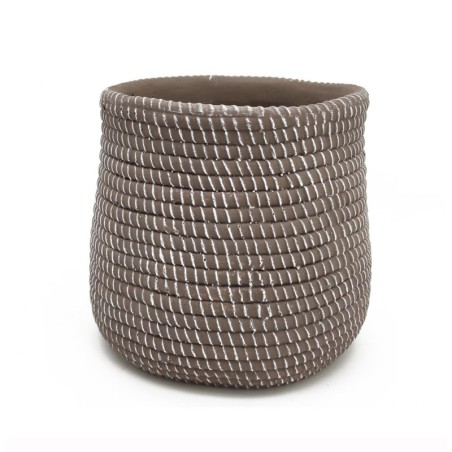 Cache-pot effet corde en ciment marron Ø19 5 H.18 cm  vente en gros pour fleuristes