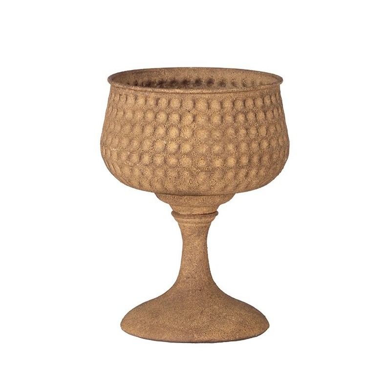 Coupe sur pied en métal effet rouille Ø18 H.24 cm - grossiste en contenants pour fleuristes