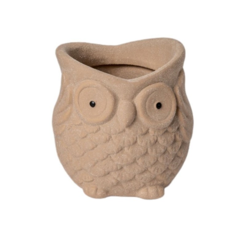 Petit vase chouette taupe en dolomite effet sablé 8 5 x 8 H.8 5 cm  grossiste en vases pour fleuristes