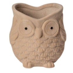 Grand vase chouette taupe en dolomite effet sablé 14 5 x 13 H.14 cm  grossiste en vases pour fleuristes