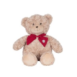 Ourson en peluche marron nœud rouge H.50 cm  grossiste en peluches  vente en gros pour fleuristes