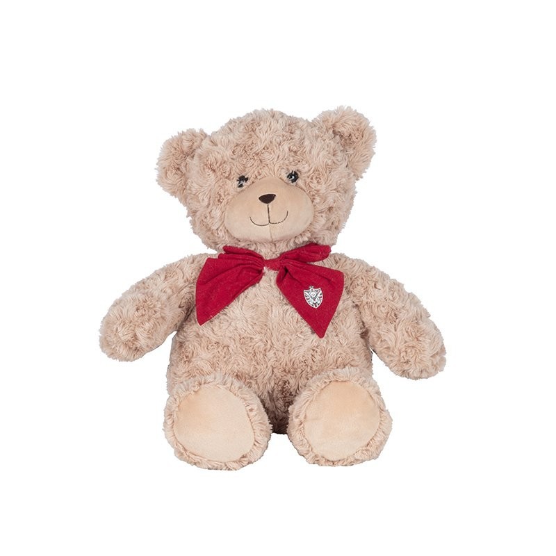 Ourson en peluche marron nœud rouge H.50 cm  grossiste en peluches  vente en gros pour fleuristes