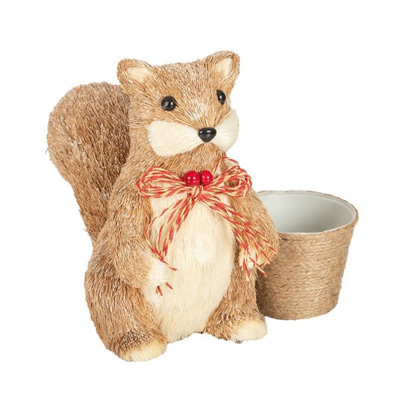 Cache-pot écureuil avec pot 22 x 20 H.22 cm  grossiste en contenants originaux pour fleuristes