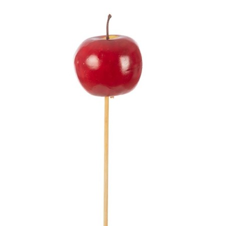 Pique pomme rouge Ø5 5 cm sur tige H.40 cm lot de 12 - grossiste en décoration pour fleuristes