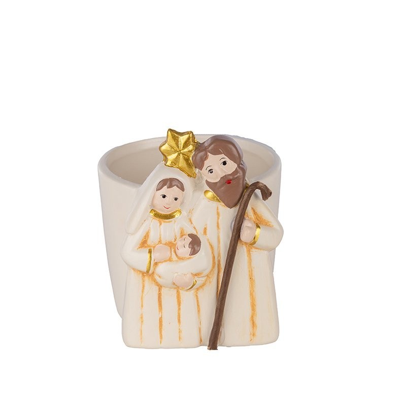 Vase Nativité crème et or 11 5 x 10 5 H.12 5 cm  grossiste en décoration de Noël pour fleuristes