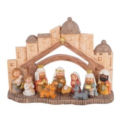 Crèche de Noël avec Rois mages et paysage 22 5 x 7 H.17 cm - vente en gros pour fleuristes