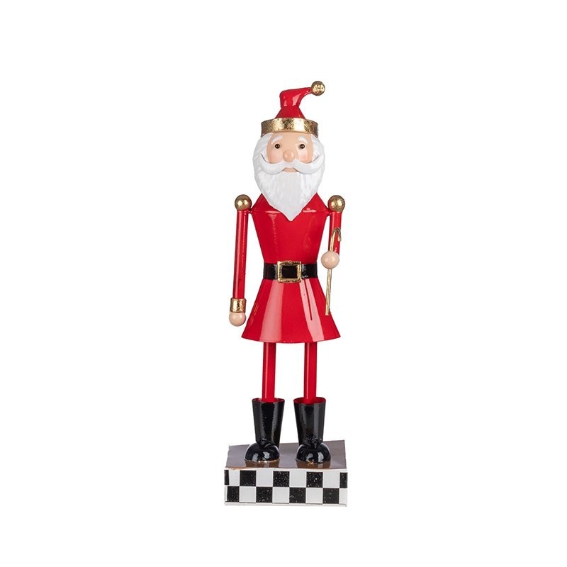Figurine Père Noël sur socle damier Ø12 H.41 cm - grossiste en personnages de Noël