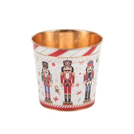 Cache-pot casse-noisette en fer-blanc Ø15 H.13 5 cm - vente en gros pour fleuristes