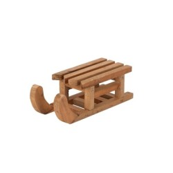 Luge décorative en bois marron 30 x 11 H.10 cm - grossiste en décoration d'hiver pour fleuristes