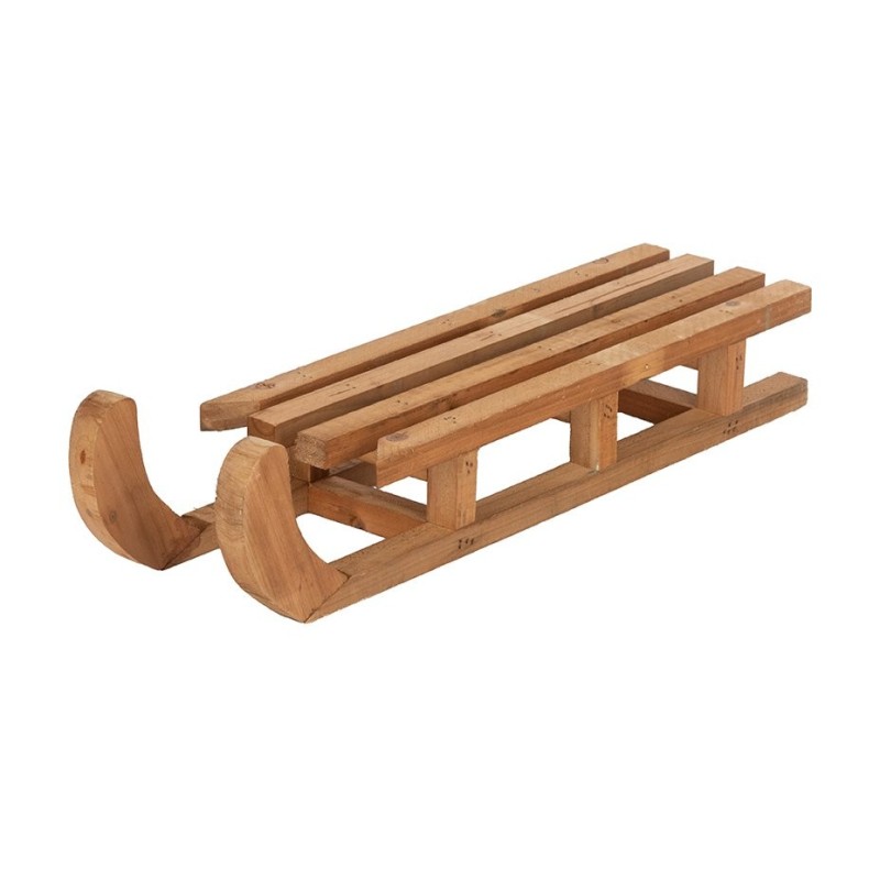 Luge décorative en bois marron 47 x 12 H.7 cm - grossiste en décoration d'hiver pour fleuristes