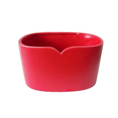 Jardinière ovale rouge bord en forme de cœur 26 x 13 H.12 cm - grossiste en contenants pour fleuristes
