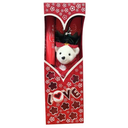 Coffret ourson Saint-Valentin pour elle 7 x 9 H.29 cm - grossiste en décoration et cadeaux