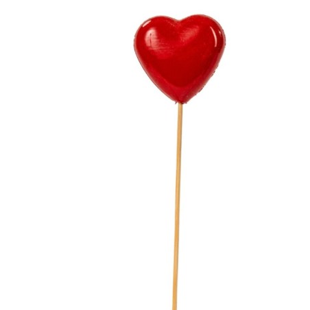 Pique cœur rouge brillant Ø6 H.35 cm lot de 18  grossiste en piques de Saint-Valentin