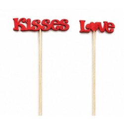 Pique Kisses et Love rouge H.50 cm lot de 12  vente en gros pour fleuristes