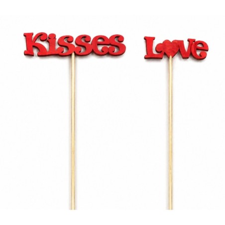 Pique Kisses et Love rouge H.50 cm lot de 12  vente en gros pour fleuristes