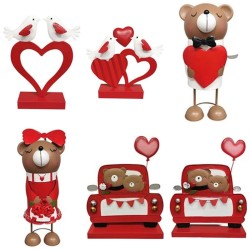 Vitrine de Saint-Valentin : voitures des amoureux, oursons et cœurs aux oiseaux en métal – grossiste en déco
