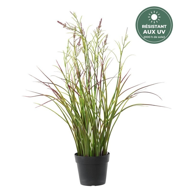 Acorus fleuri artificiel en pot vert et violet 45 cm, vente en gros pour fleuristes