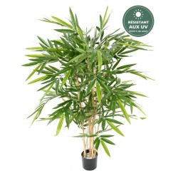 Bambou artificiel feuillage tergal en pot vert 120 cm, grossiste en plantes artificielles