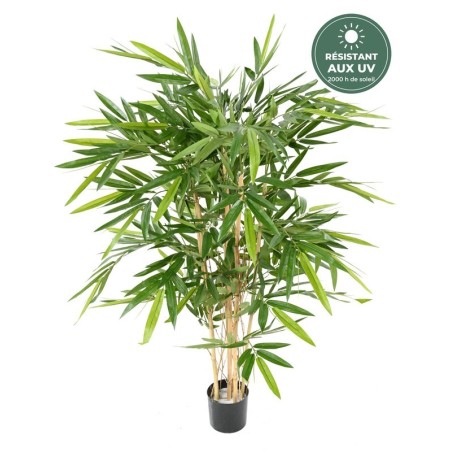 Bambou artificiel feuillage tergal en pot vert 120 cm, grossiste en plantes artificielles