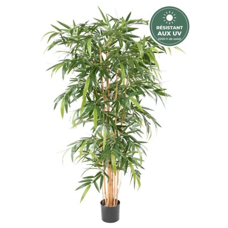 Bambou artificiel feuillage tergal en pot vert 180 cm, vente en gros pour commerçants
