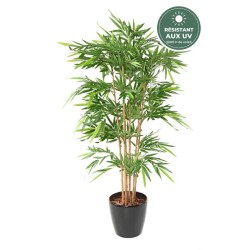 Bambou artificiel feuillage tergal en pot vert 180 cm, grossiste en plantes artificielles