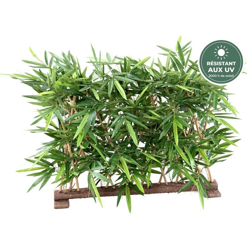 Haie de bambou artificiel sur socle vert 90 cm, grossiste en haies artificielles