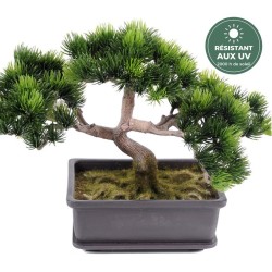 Bonsaï pin artificiel en coupe vert 22 cm, vente en gros pour boutiques