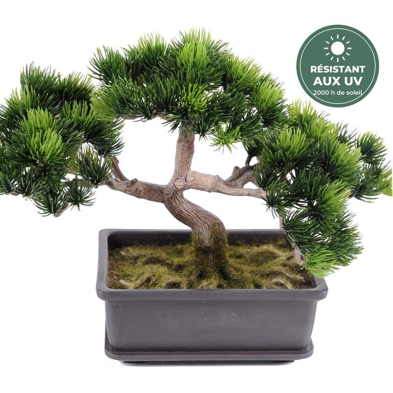 Bonsaï pin artificiel en coupe vert 22 cm, vente en gros pour boutiques