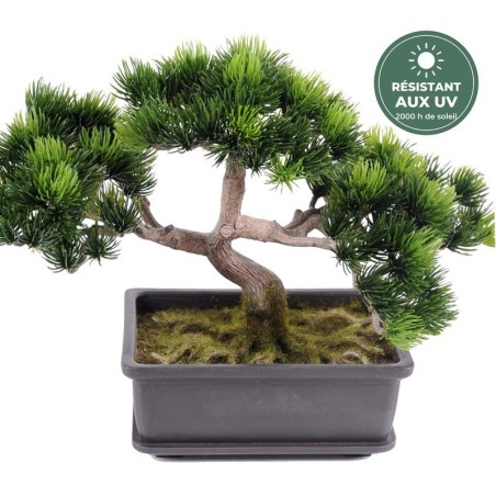 Bonsaï pin artificiel en coupe vert 22 cm, vente en gros pour boutiques
