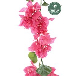 Guirlande de bougainvillée artificielle fuchsia 110 cm, guirlande d'extérieur résistante aux UV