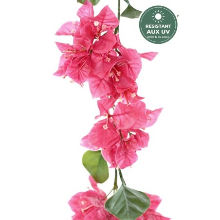 Guirlande de bougainvillée artificielle fuchsia 110 cm, guirlande d'extérieur résistante aux UV