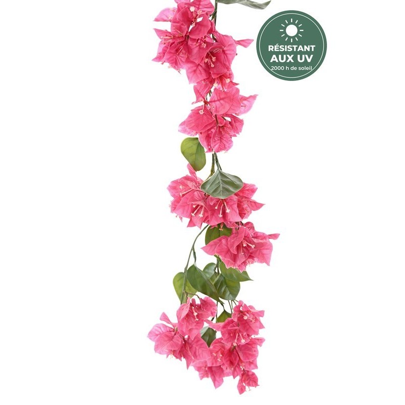 Guirlande de bougainvillée artificielle fuchsia 110 cm, grossiste en décoration de façade