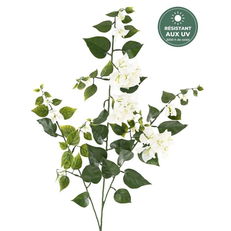 Branche de bougainvillée artificielle blanc 90 cm, grossiste en fleurs artificielles