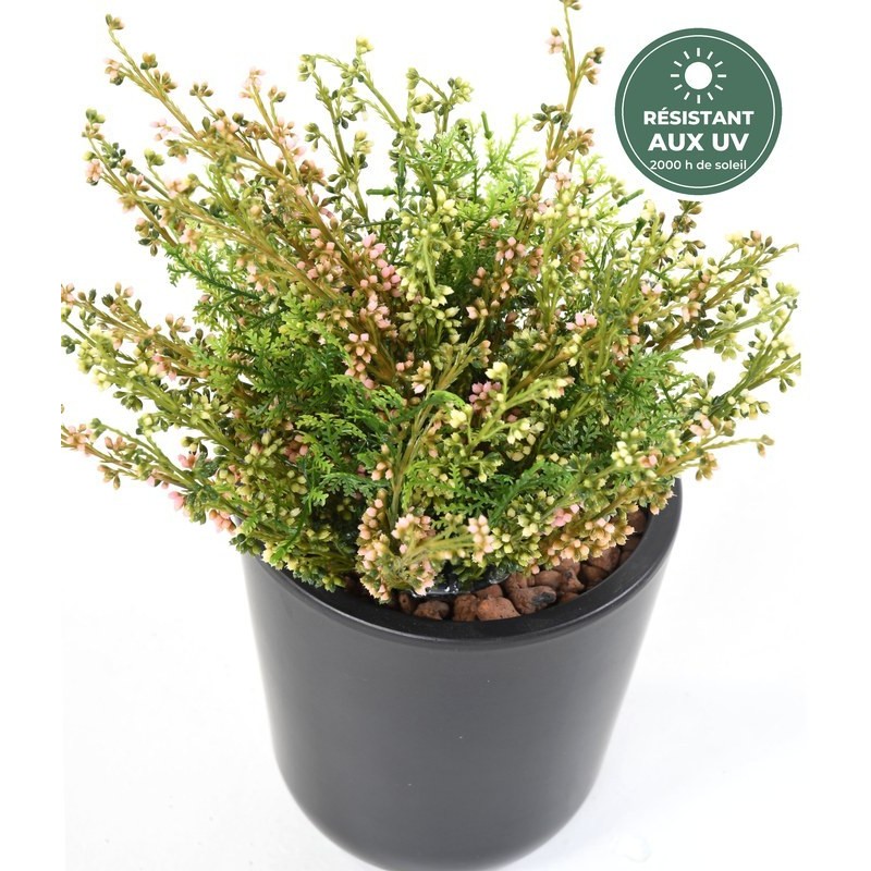 Bruyère artificielle sur piquet vert et blanc 22 cm, vente en gros pour fleuristes