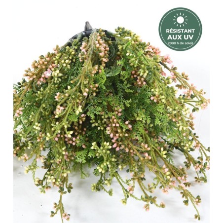 Bruyère artificielle sur piquet vert et blanc 22 cm, grossiste en décoration florale