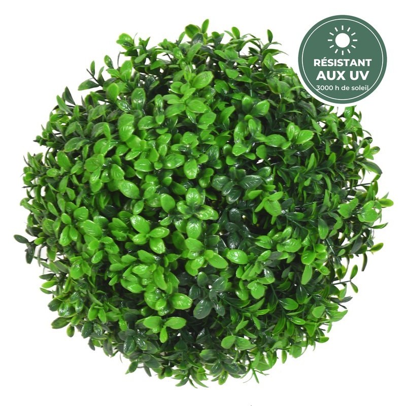 Boule de buis artificiel vert 22 cm, grossiste en plantes artificielles