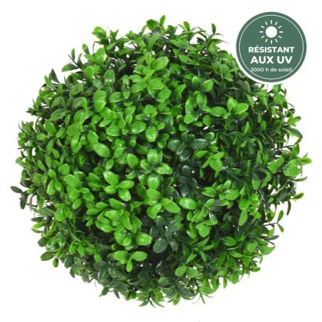 Boule de buis artificiel vert 22 cm, grossiste en plantes artificielles