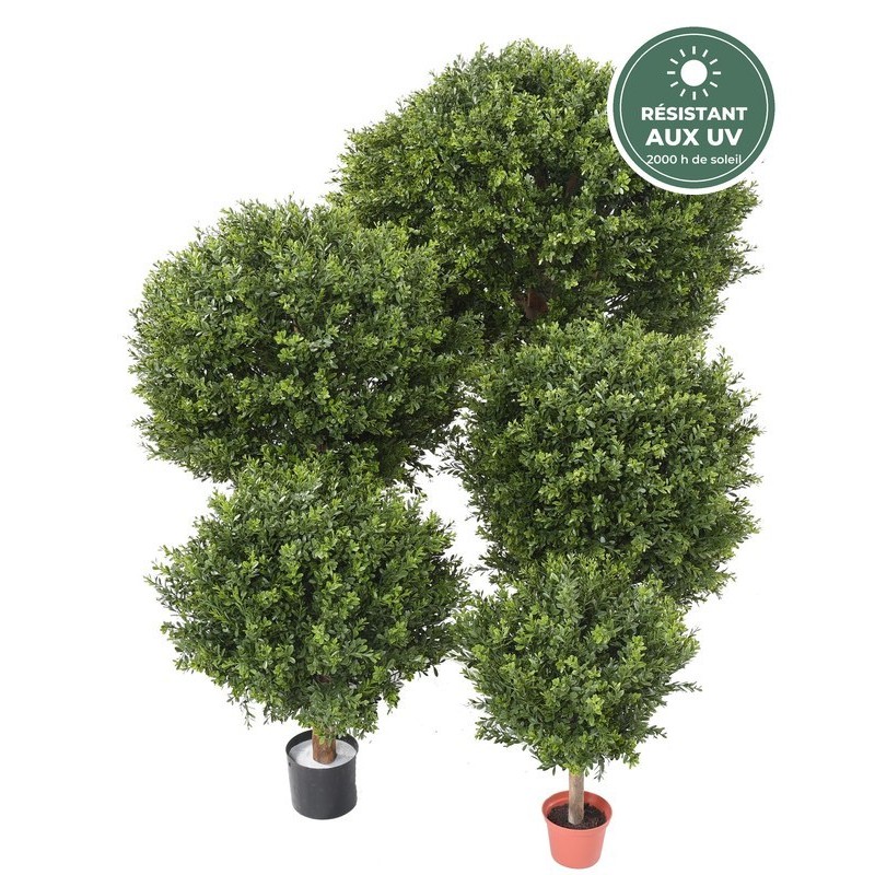 Buis boule sur tronc bois artificiel vert, 60 cm – vente en gros de végétal artificiel