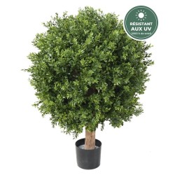 Buis boule sur tronc bois artificiel vert, 65 cm – grossiste fleuriste à Saint-Étienne