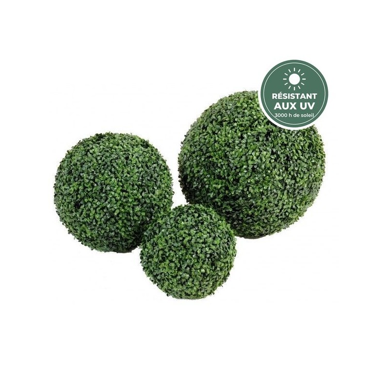 Boule de buis artificielle sans pot vert, Ø 38 cm – achat en gros pour terrasses et vitrines