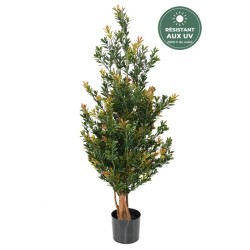 Buisson de buis artificiel vert et rouge, 100 cm – plante artificielle en gros pour commerçants