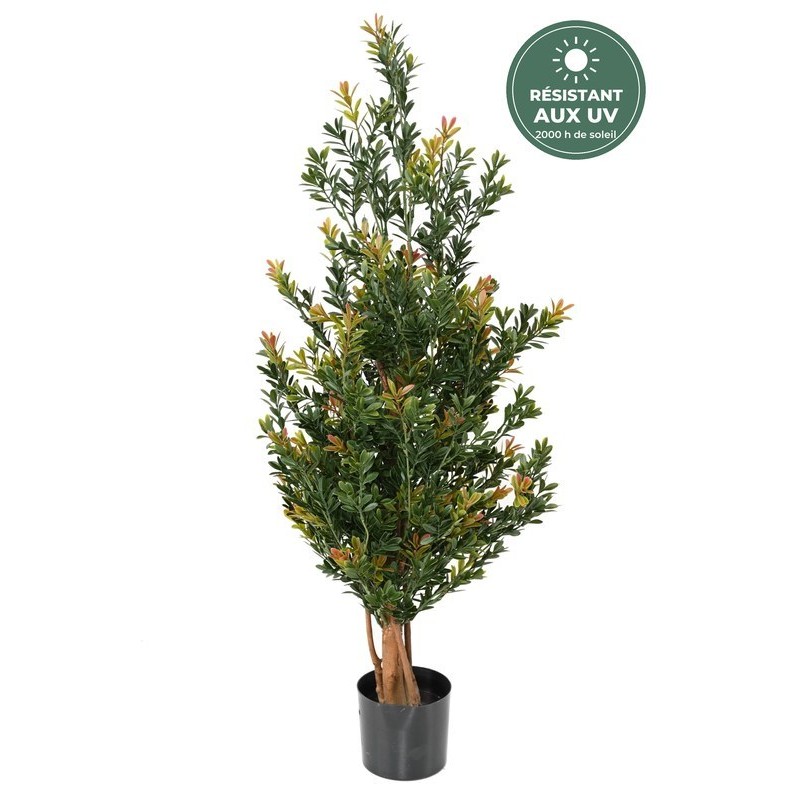 Buisson de buis artificiel vert et rouge, 100 cm – plante artificielle en gros pour commerçants