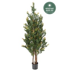 Buisson de buis artificiel vert et rouge, 130 cm – grossiste en décoration végétale