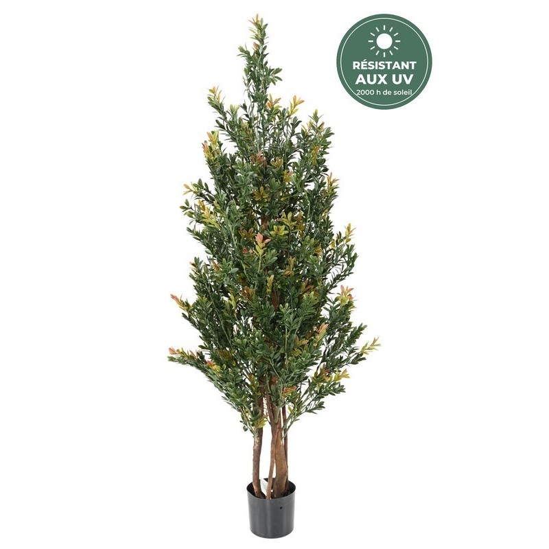 Buisson de buis artificiel vert et rouge, 130 cm – grossiste en décoration végétale