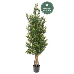 Buisson de buis artificiel vert et rouge, 165 cm – vente en gros de végétal artificiel